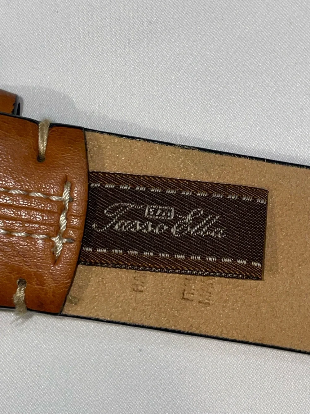 Tasso Elba Tan Leather Belt with Silver Buckle Size 34